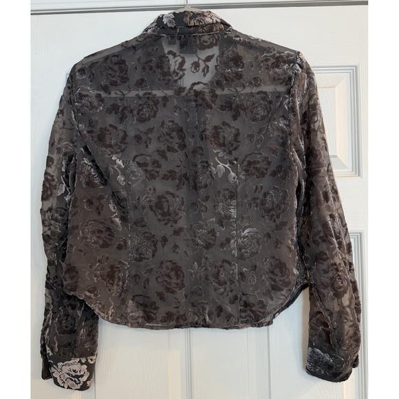 Gap Womens Small Brown Velvet Burnout Crop Button Up Floral WhimsiGoth Fairy EUC - Picture 2 of 10